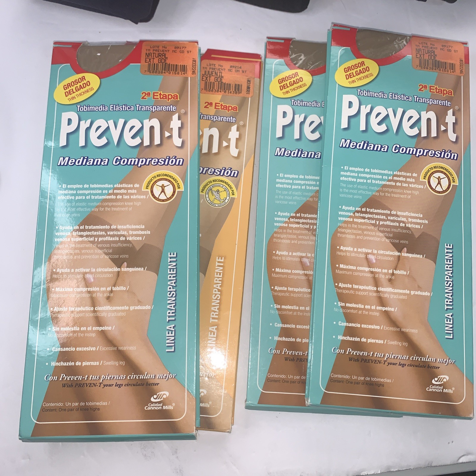 Preven-t Elastic Set of 4 Knee High . Color Natural medium compression (xl)