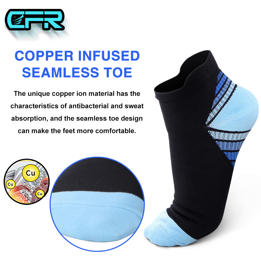Copper Compression Running Socks Plantar Fasciitis Anti Fatigue Low Cut Pairs L6