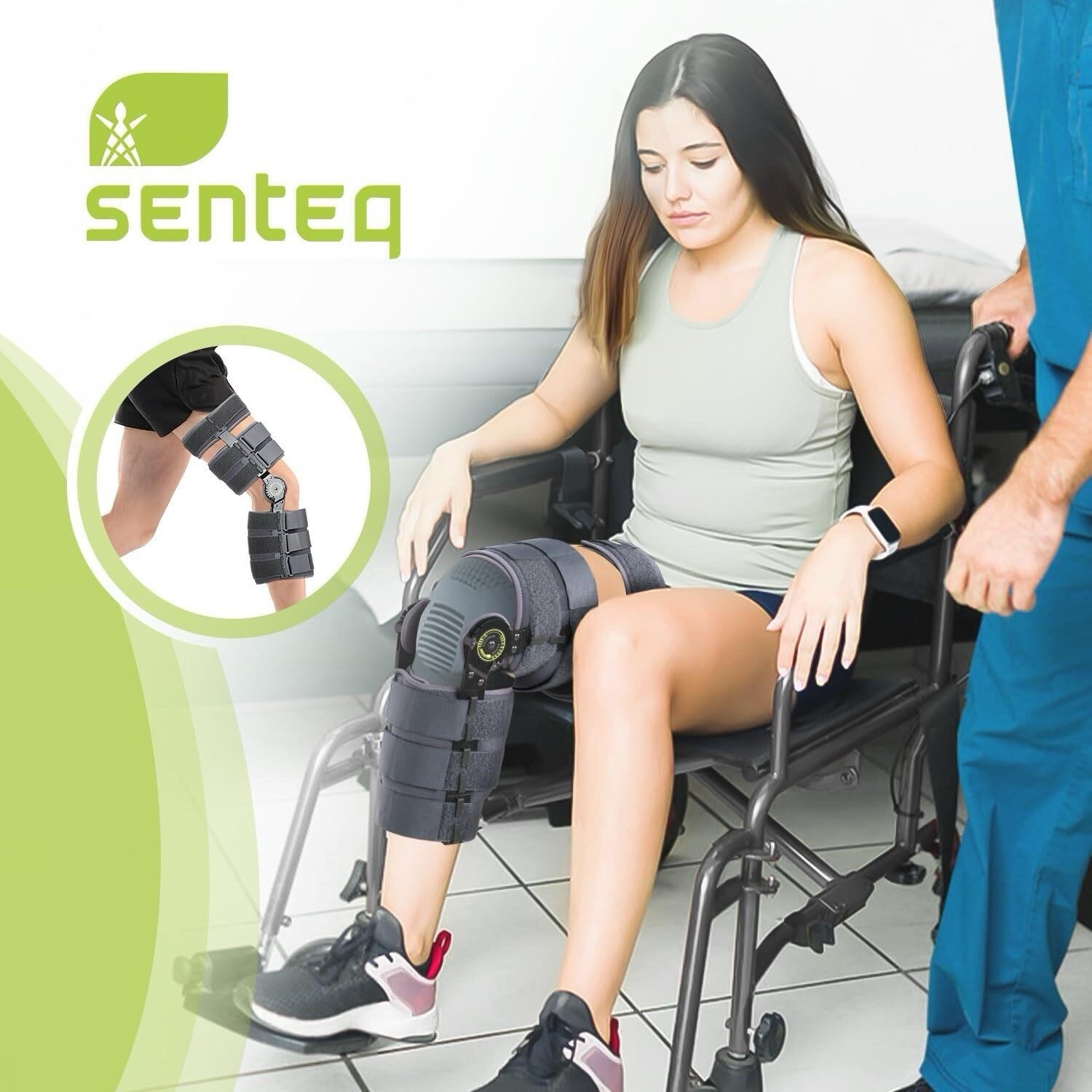 SENTEQ Knee Brace ROM Orthosis Immobilizer Post-op ROM Knee brace/foam