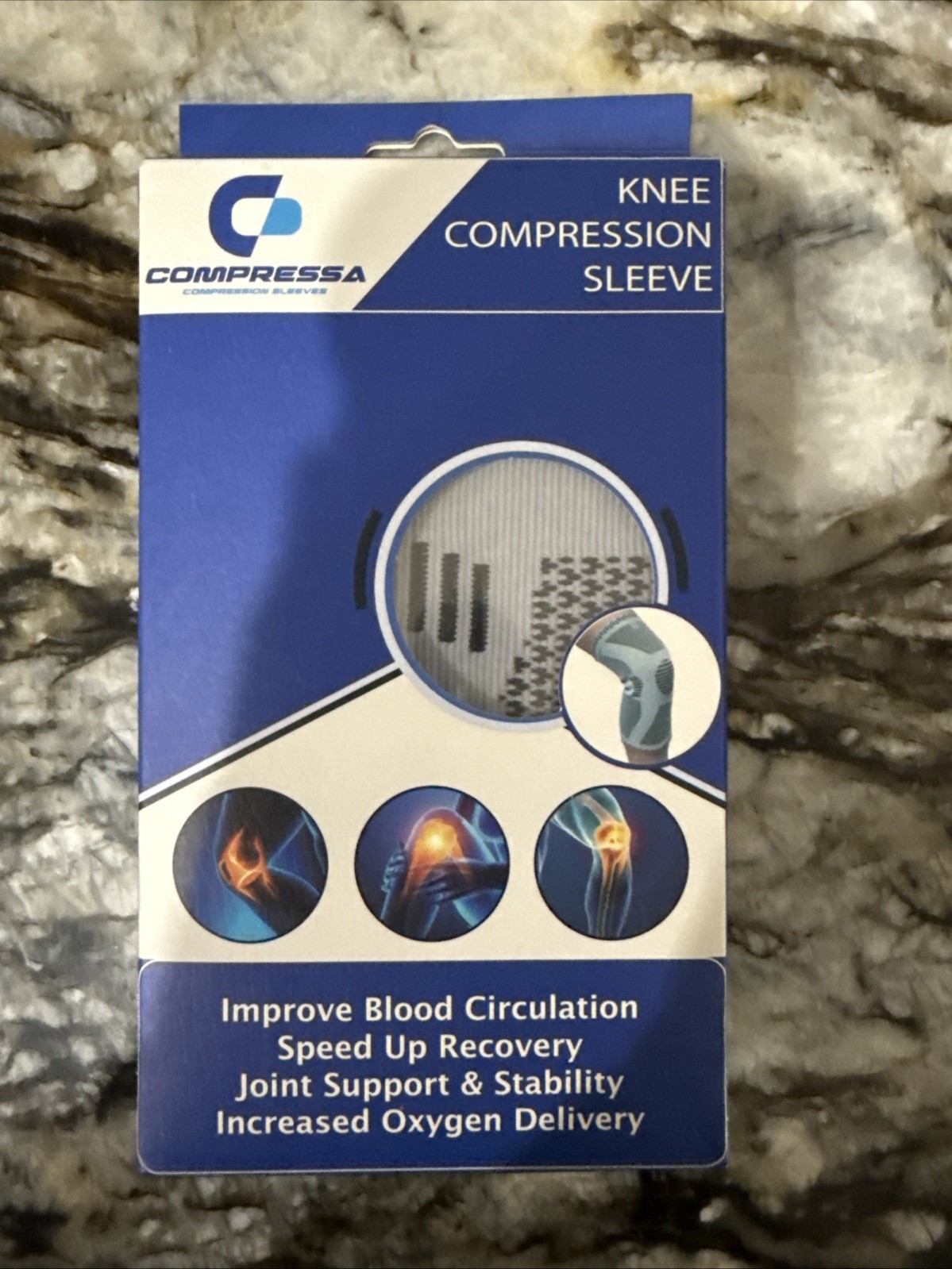 Compressa Knee Compression Sleeve Support Brace Gray New in Box