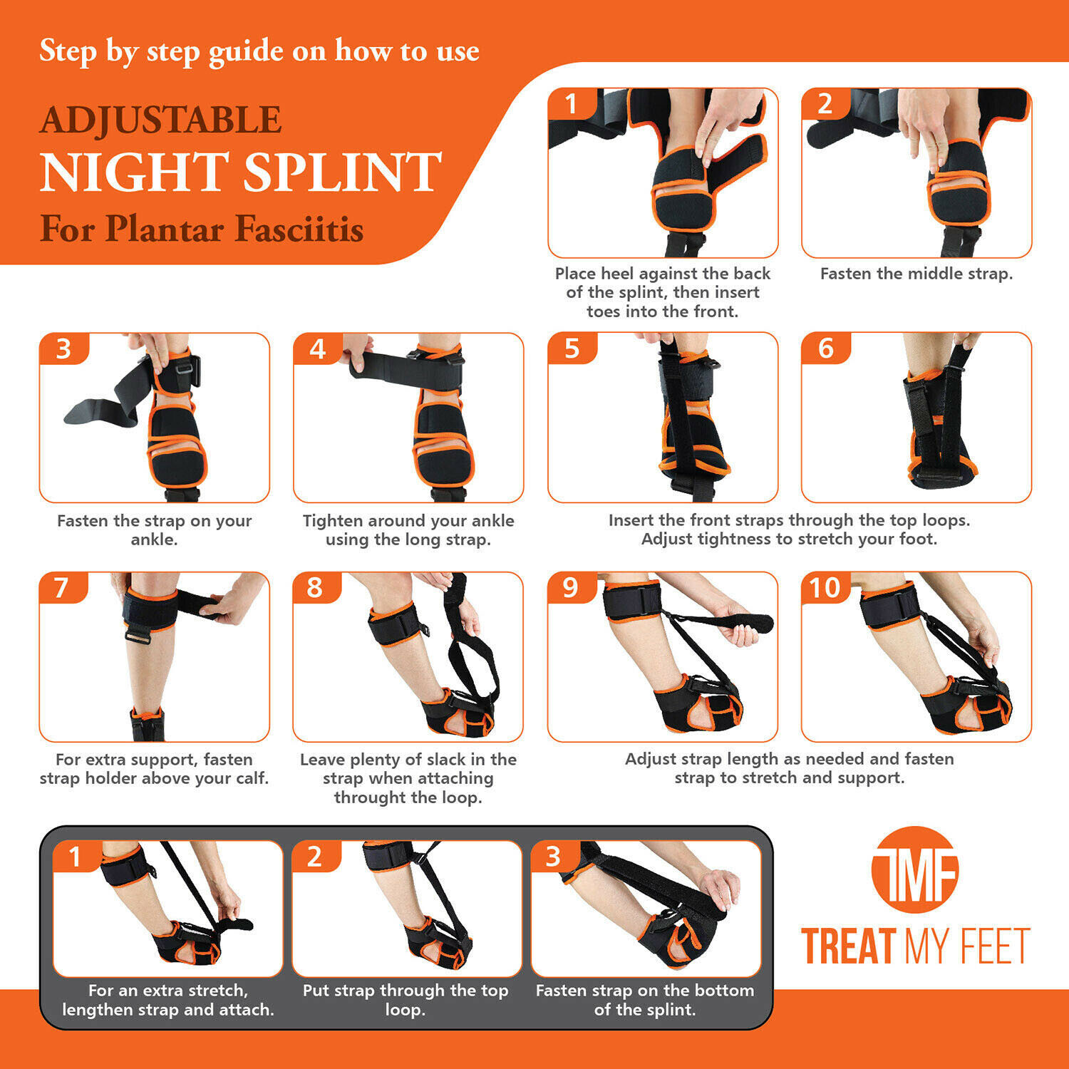 Plantar Fasciitis Night Splint Drop Foot Pain Relief Ankle Brace Support Strap