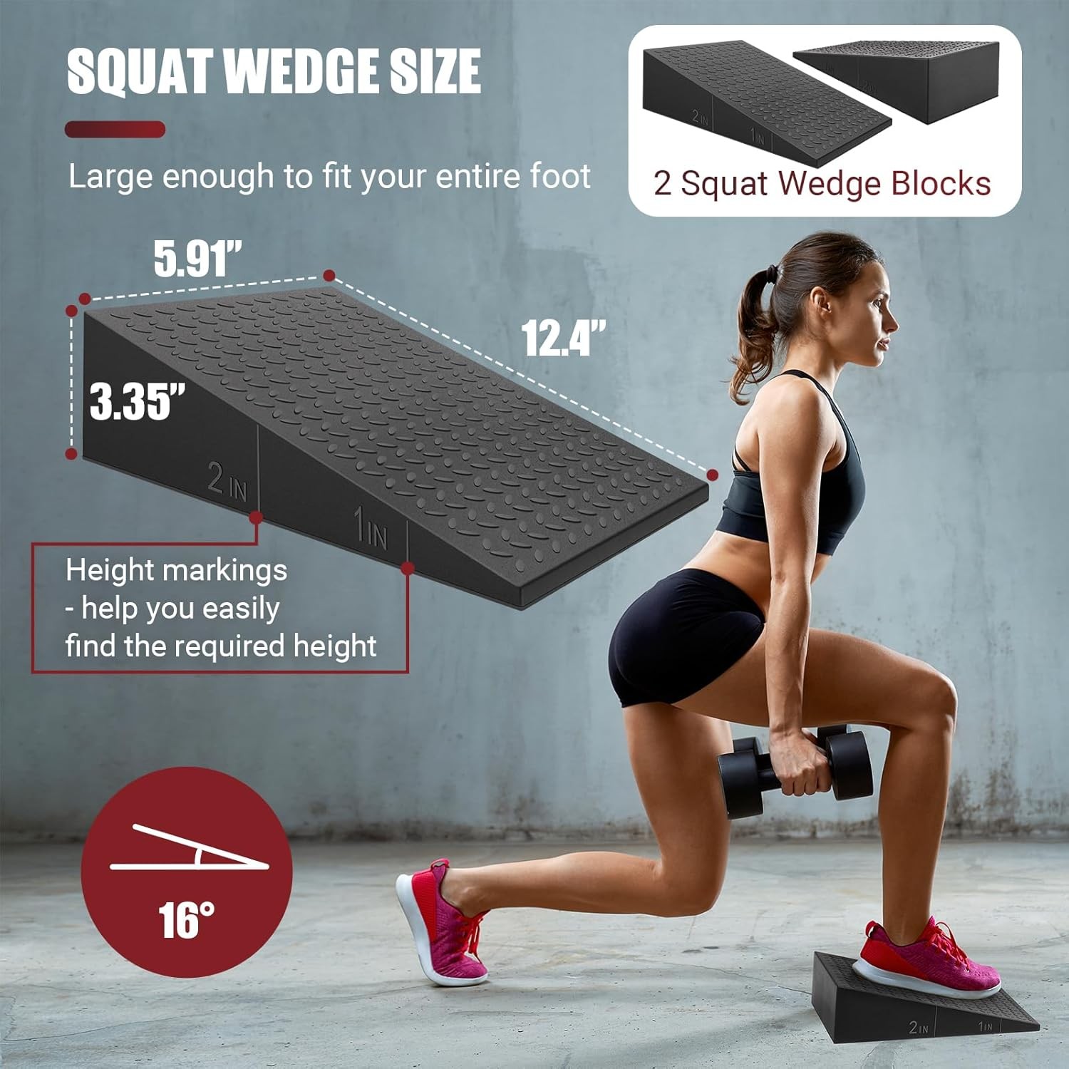 2Pcs Squat Wedge Block Heel Elevated Slant Board Weightlifting Non-Slip Pair