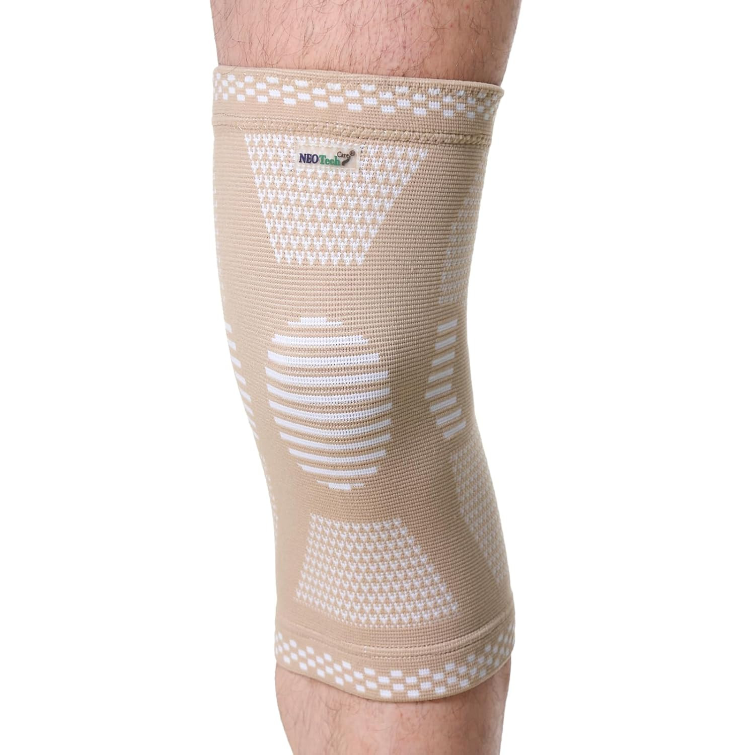 Knee Support Brace – Breathable – Men, Women, Right or Left (Beige Color, Size M