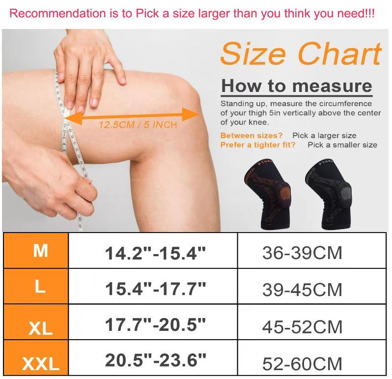 Ptuna Compression Knee Sleeve W/ Patella Gel Pad