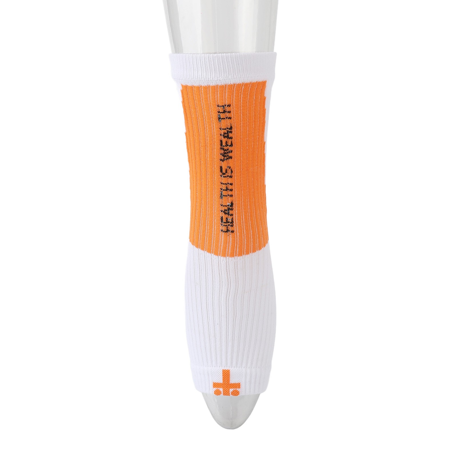 White and Orange Sports Heel Socks Ankle Protection Foot Sleeve Support WT