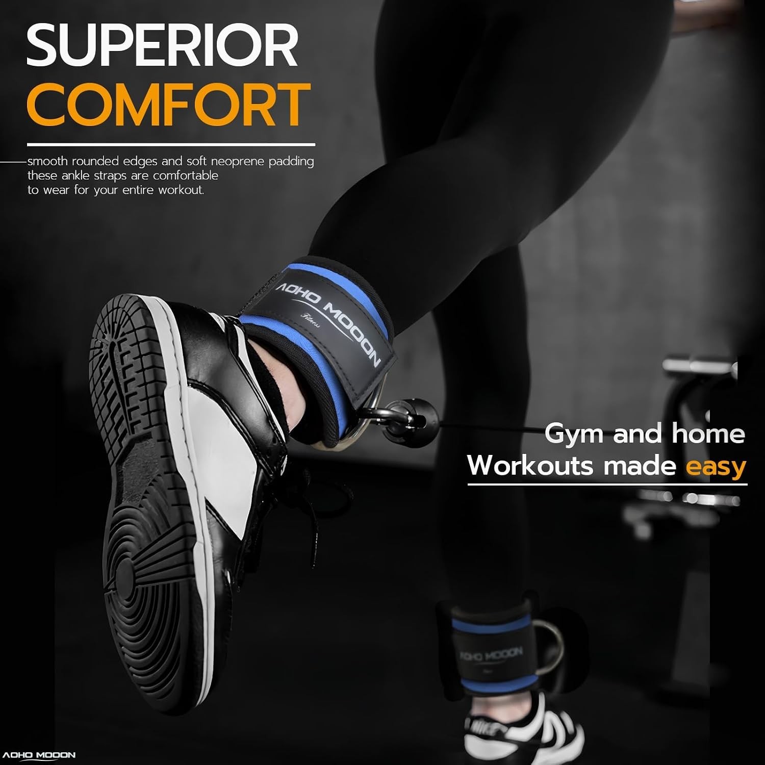 Multipurpose Ankle Straps for Leg Workouts with Strong Stitching and D Rings