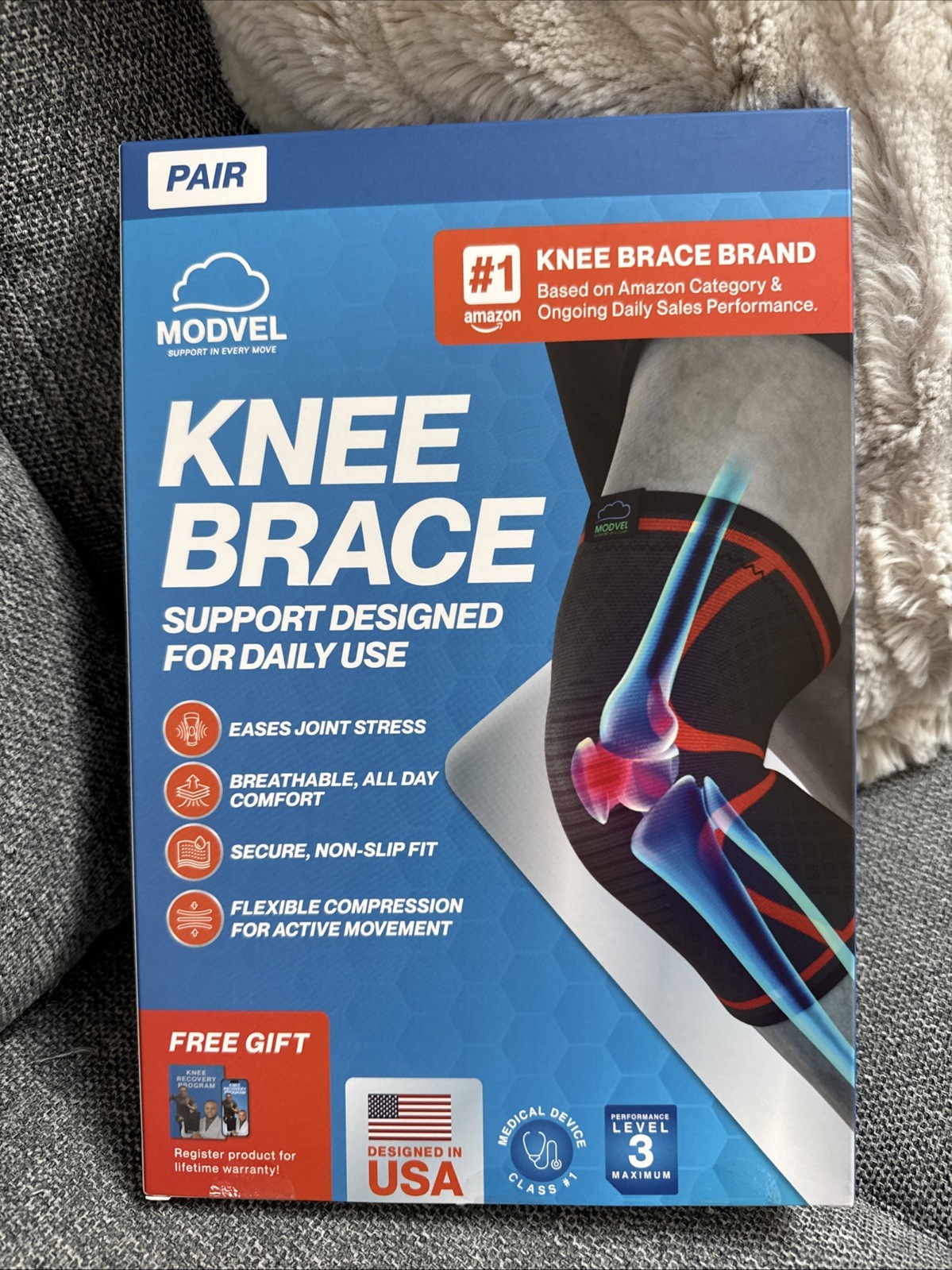 modvel compression knee brace New In Box Sealed Size Large One Pair