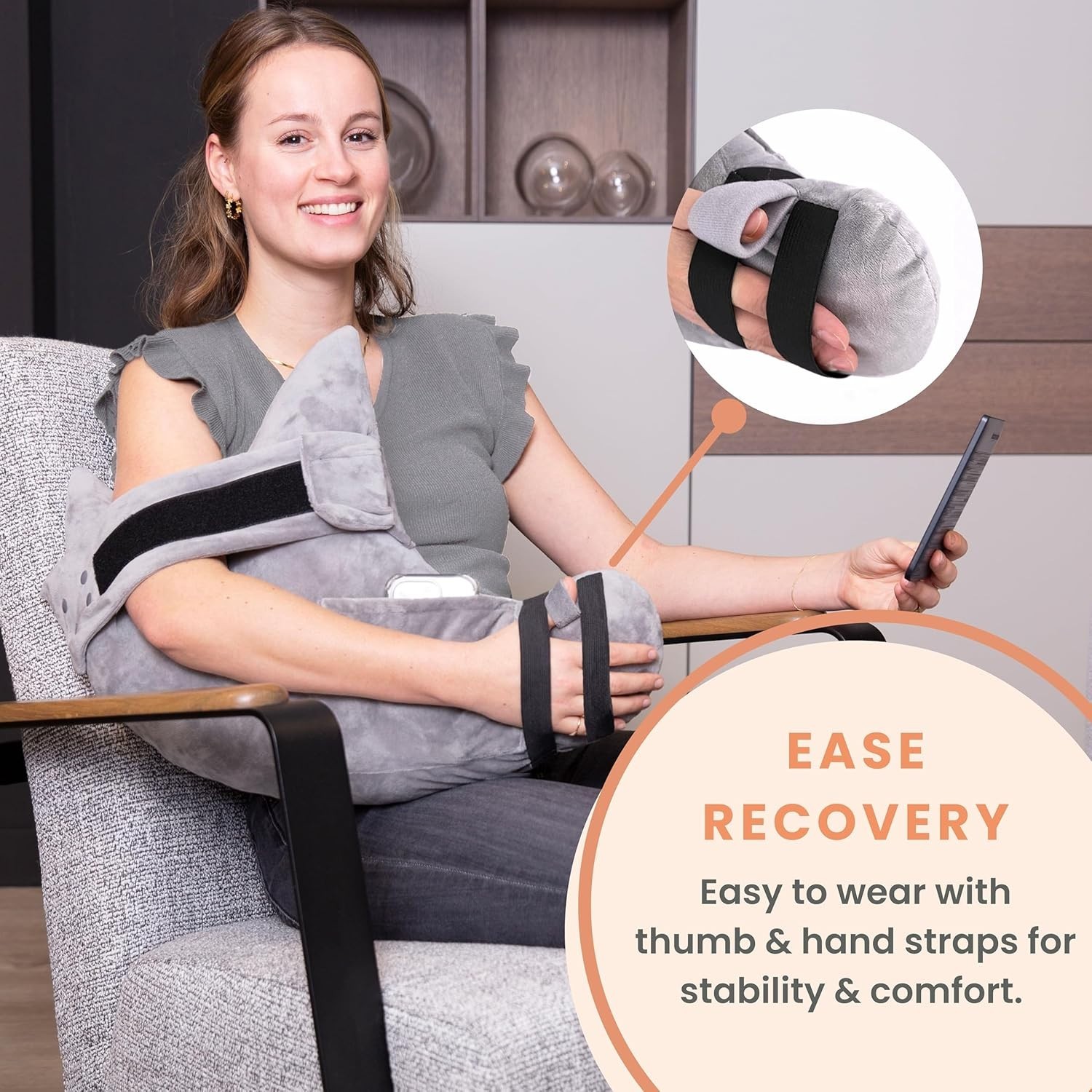 Post-Surgery Recovery Pillow – Adjustable & Cozy Arm Support with Pocket Storage