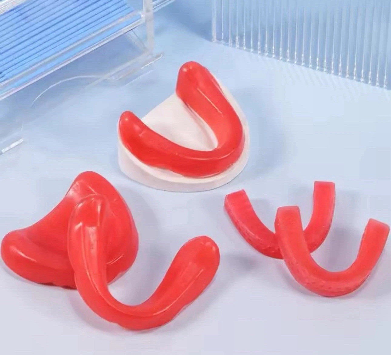 Dental Base Plate Wax U-Shape Rim Model Upper & Lower Pair for Denture Lab Use
