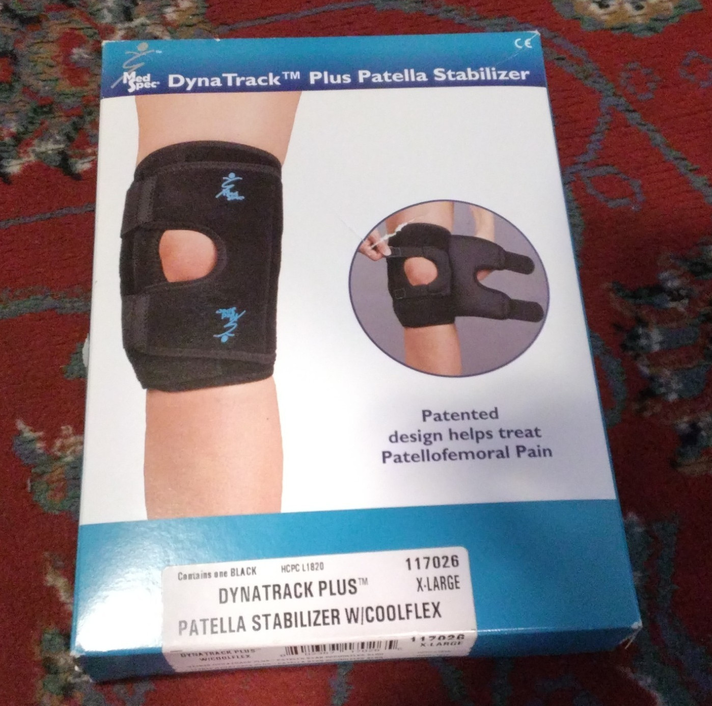MedSpec DynaTrack Plus Knee Brace Stabilizer Adjustable Neoprene Black XL 117026