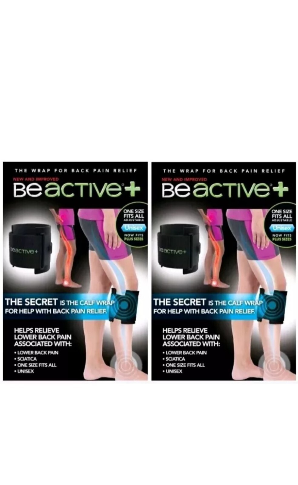 (2 Packs) BeActive+ -Instant Relief Acupressure Calf Brace-Sciatica & Back Pain