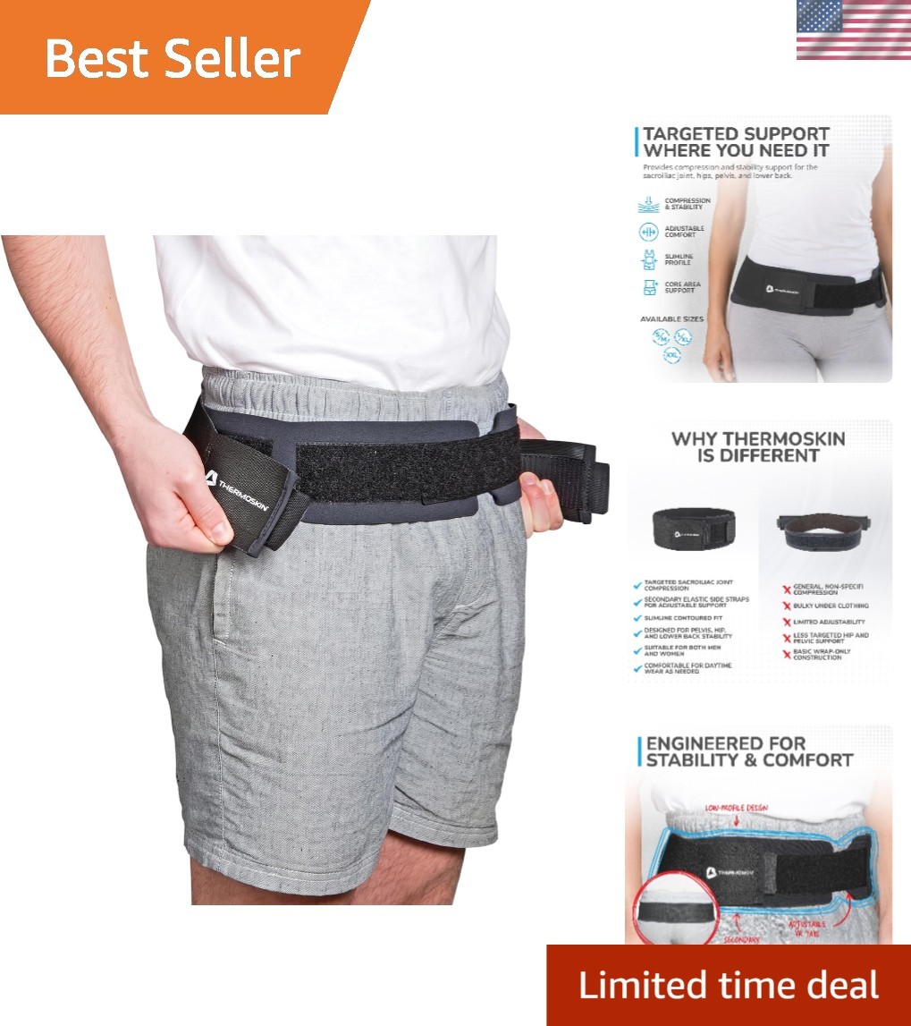 X-Large Black Sacroiliac Support Belt – Enhance Stability for Back Pain Relief