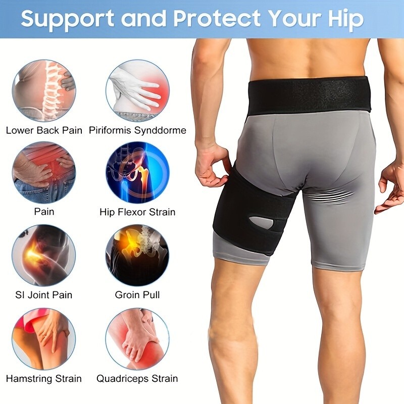 Groin Support Compression Wrap Black Adjustable Groin Brace Wrap Hip Thigh