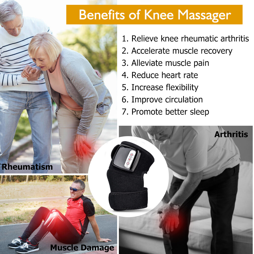 2pcs Black Electric Infrared Heating Knee Massager Wrap Elbow Joint Support US