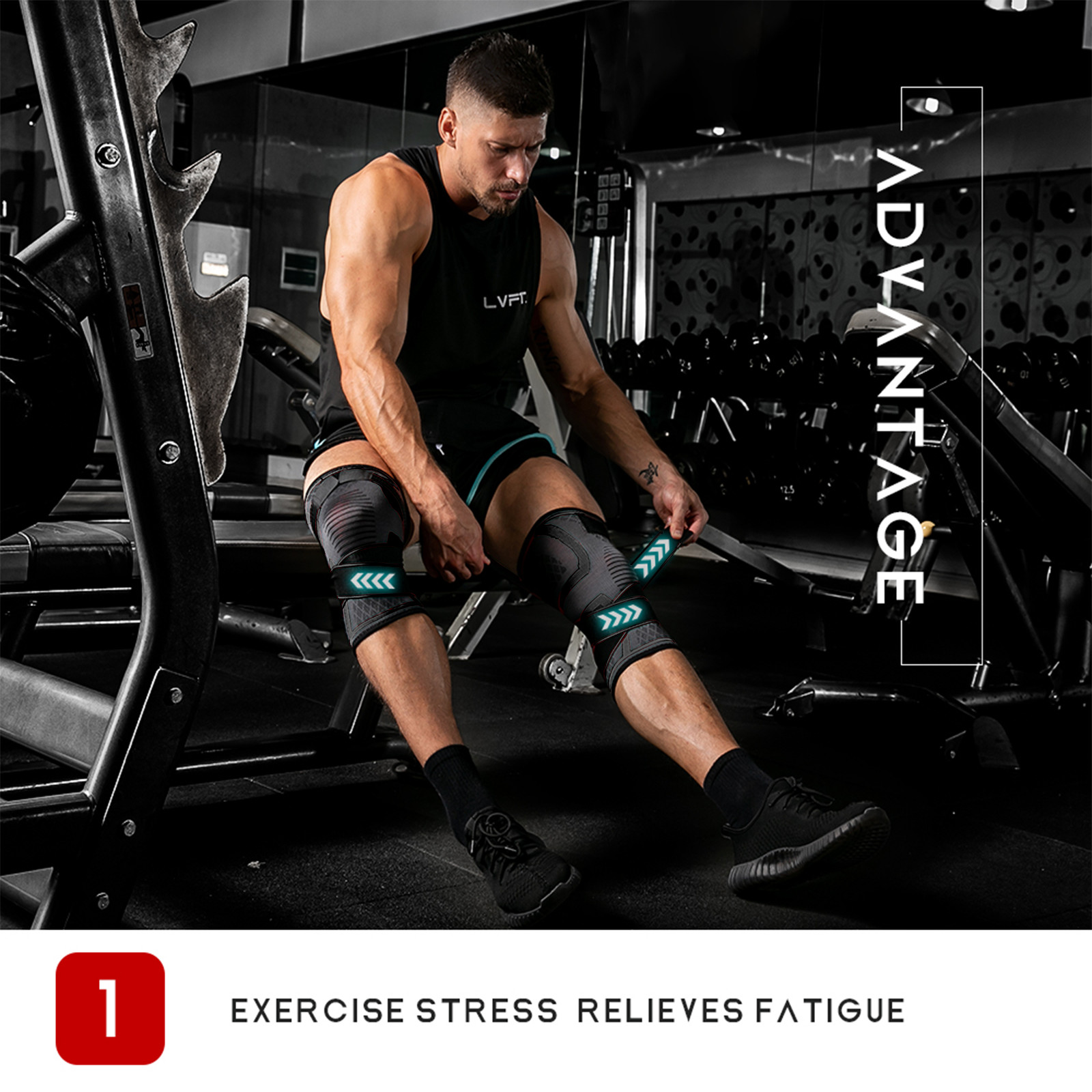 2 Knee Brace Sleeve Compression Support Sport Gym Joint Pain Arthritis Relief