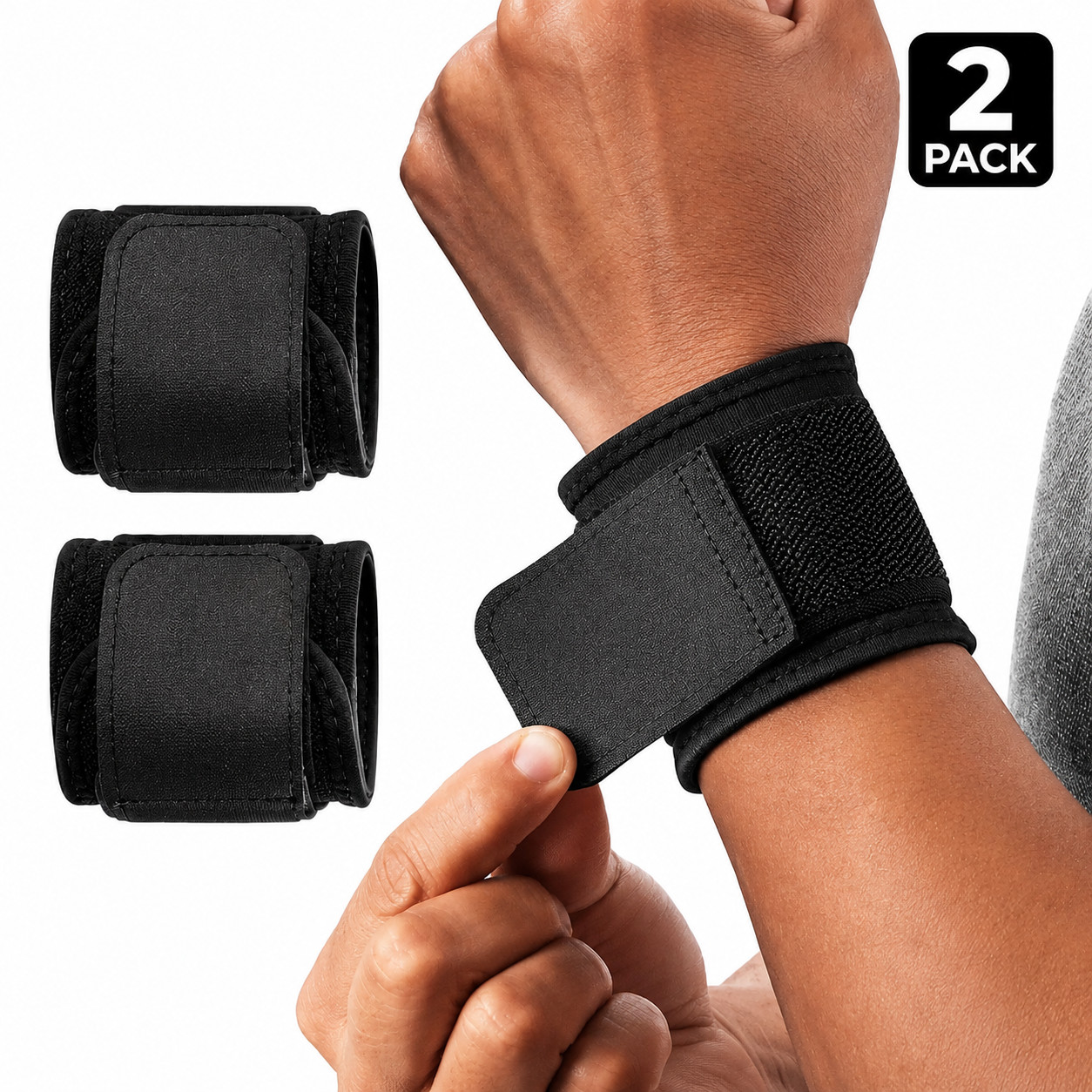 Wrist Brace 2 Pack Adjustable Wrist Wrap Support Thumb Loop Weightlifting Gym