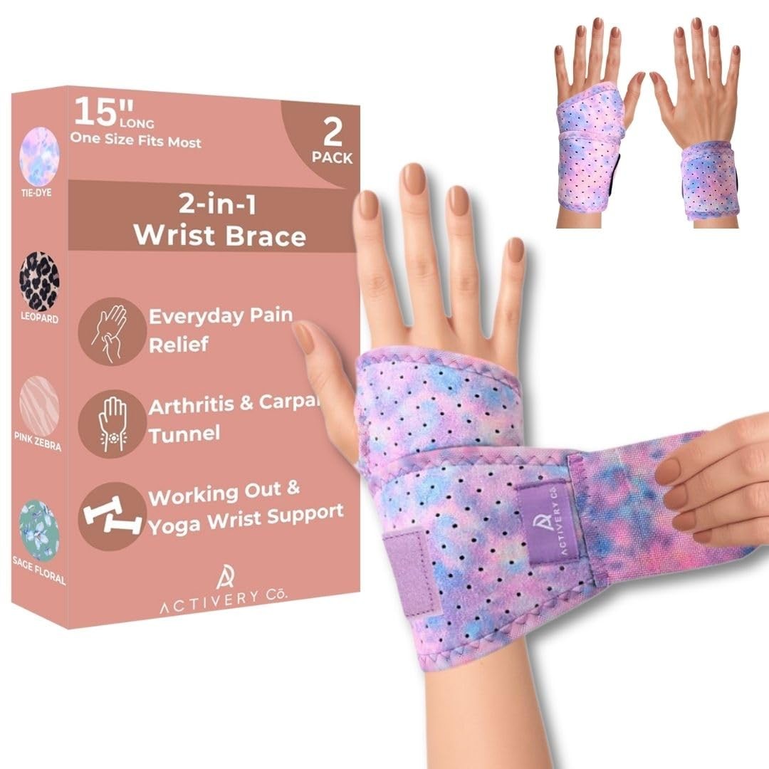 Activery Co. Carpal Tunnel Wrist Brace Left Hand, Right Hand for Women, Day o…