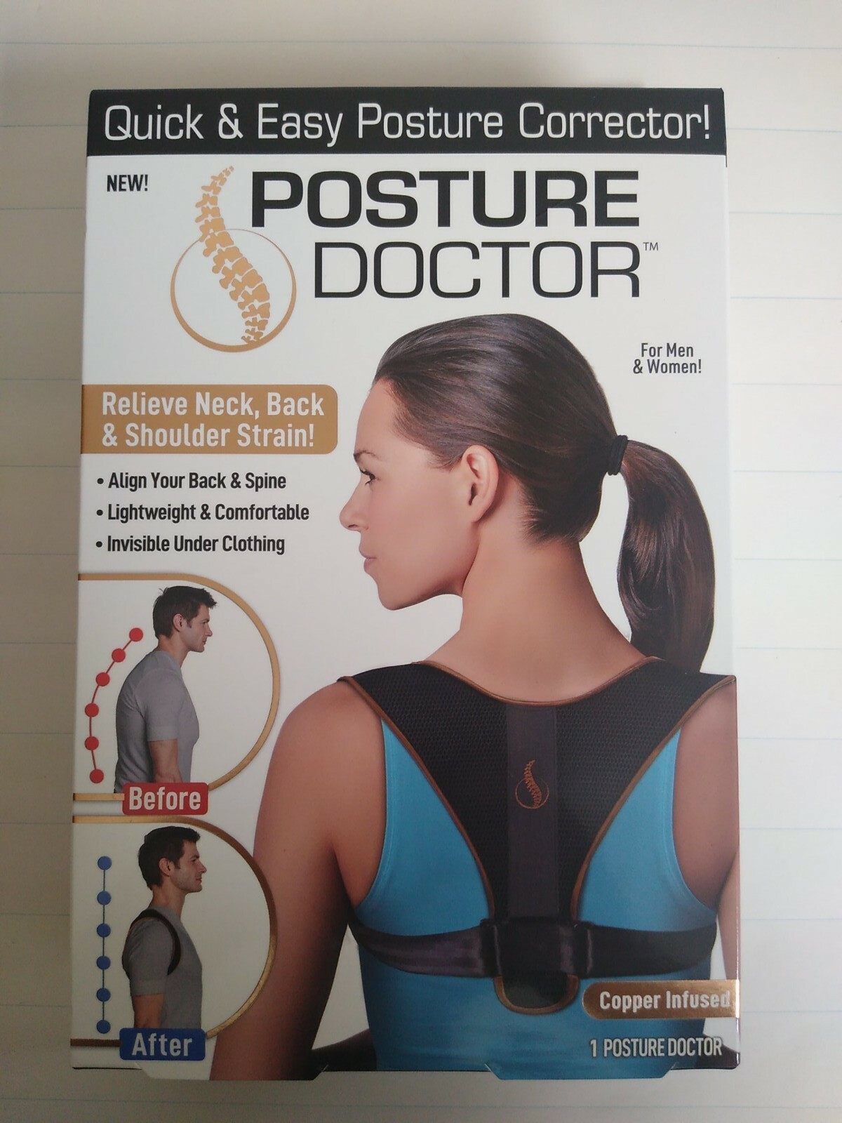 Posture Doctor quick and easy Posture Corrector one size fits Copper Infused