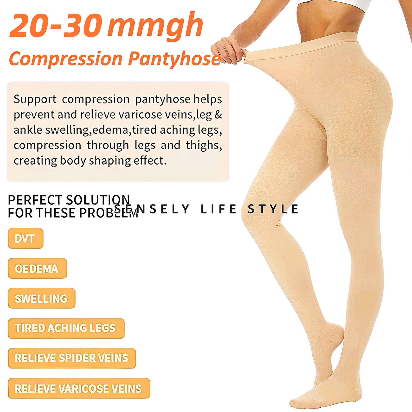 Compression Pantyhose Socks (20-30 mmHg) Thigh High Long Stockings Soft Opaque