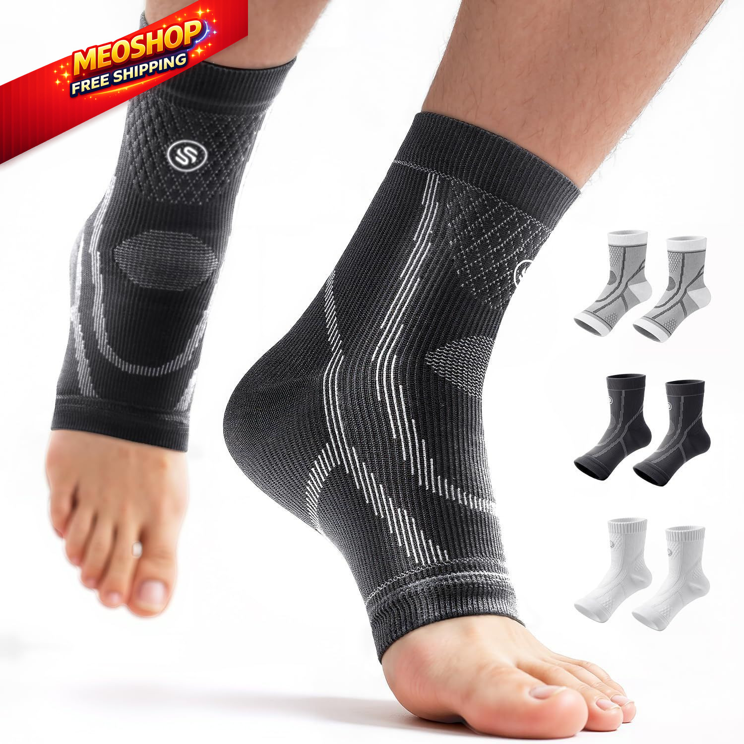 3 Pairs Ankle Brace for Women & Men,[Upgraded Ultra Large, Grey,White,Black