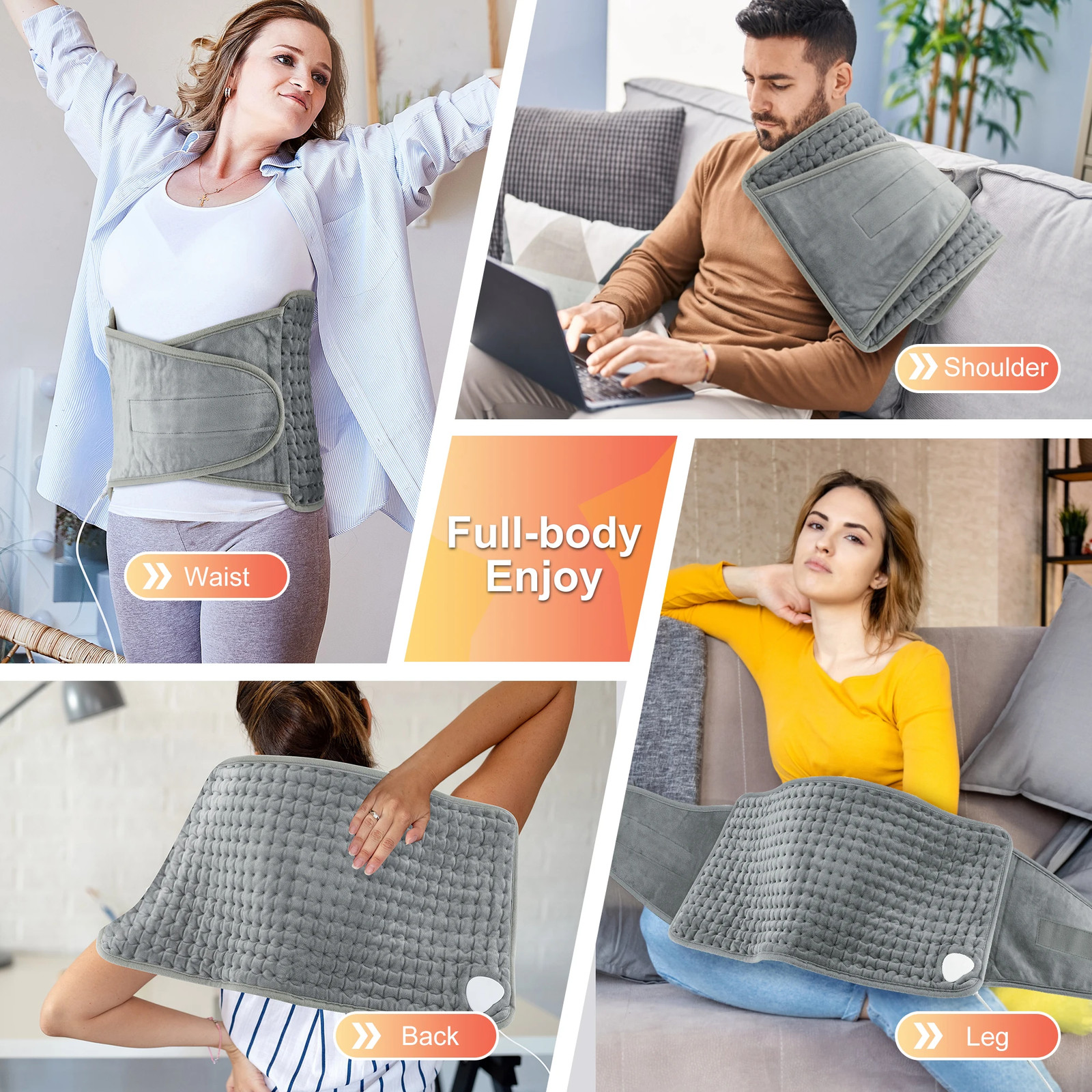 Back Heating Support Belt Electric Waist Brace With Adjustable Temperature Warm