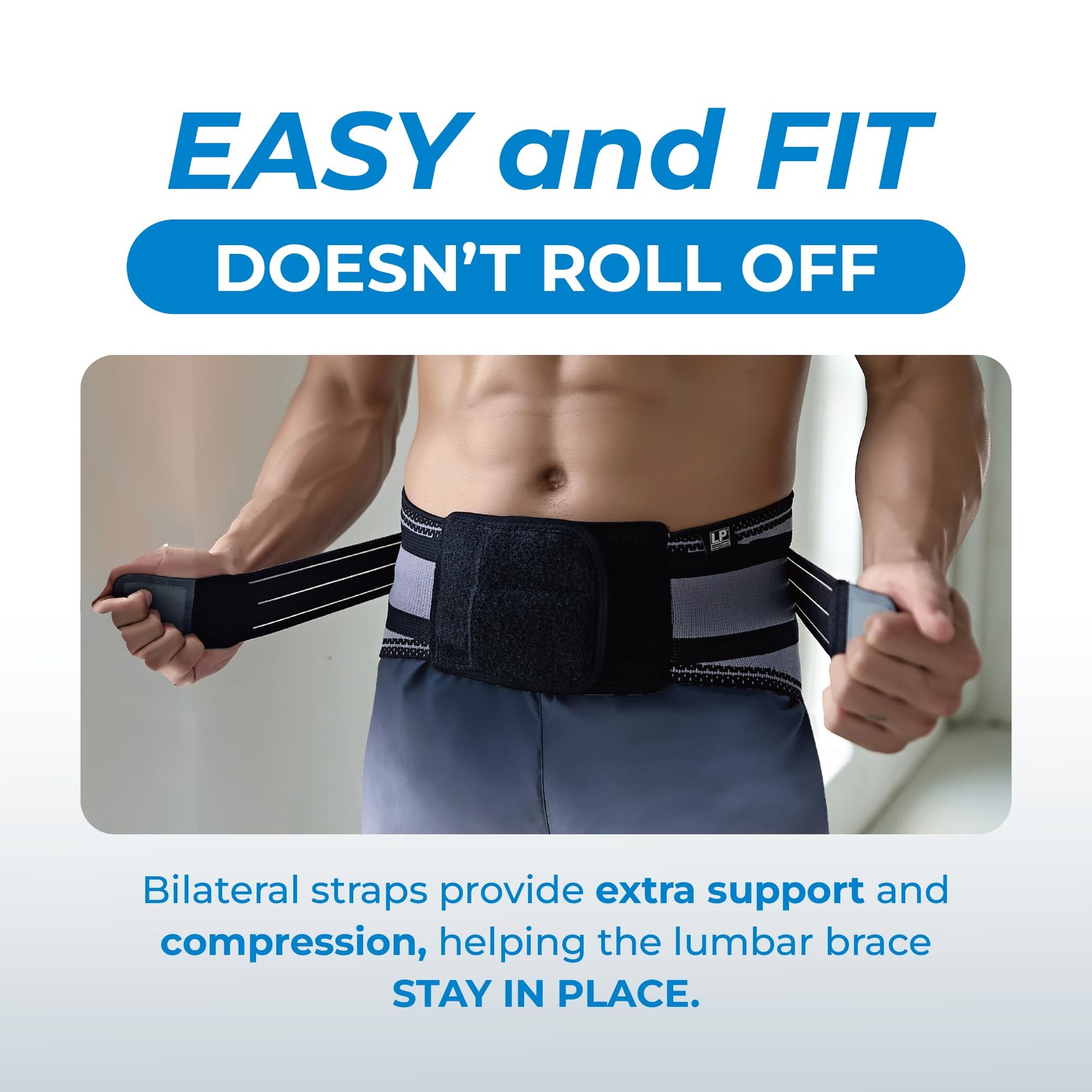 LP SUPPORT Lumbar Back Brace for Lower Back Support – 4 Semi-Rigid Stays with…