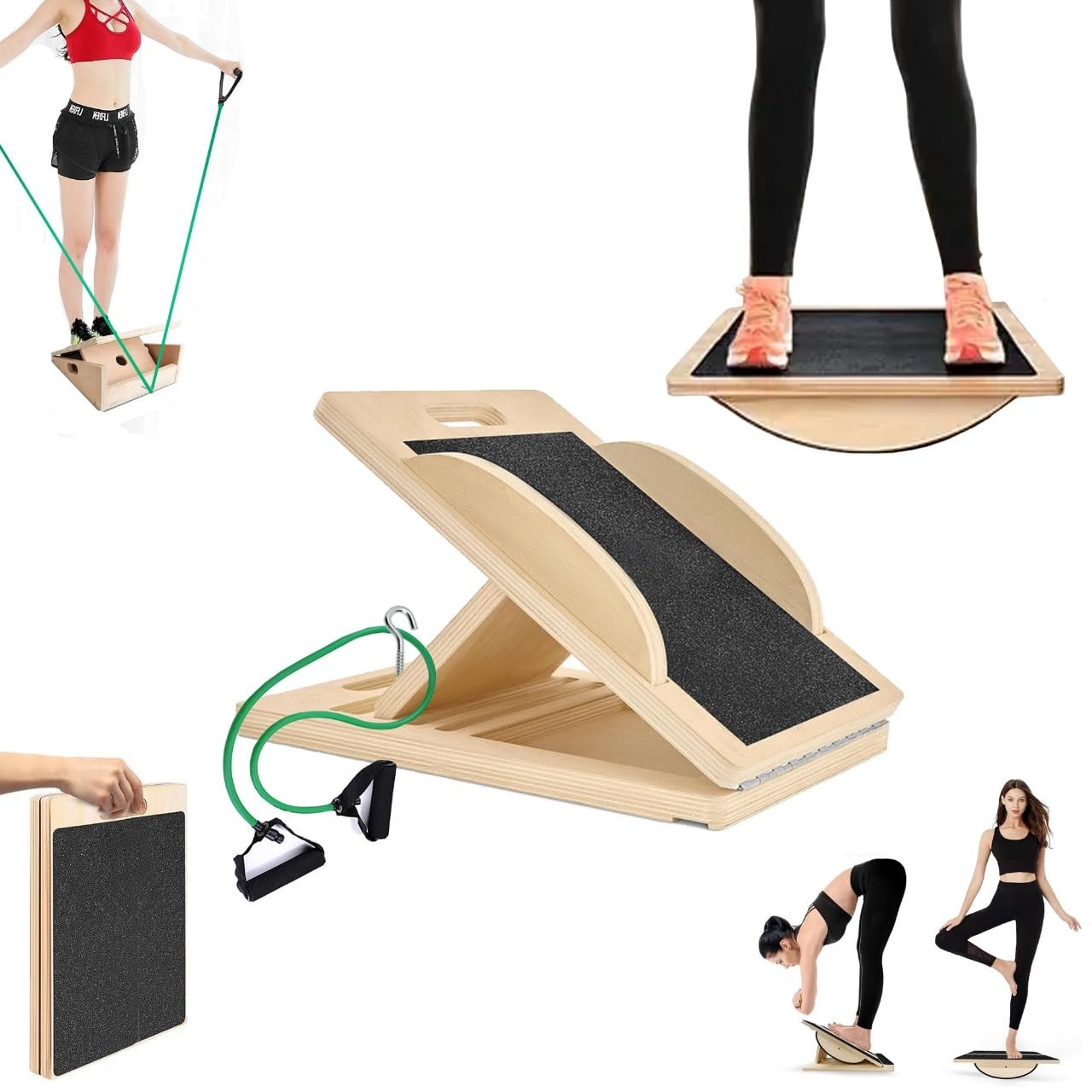 3-in-1 Portable Wooden Slant Board, 16.14 x 12.6 x 3.35 inches, Natural Wood