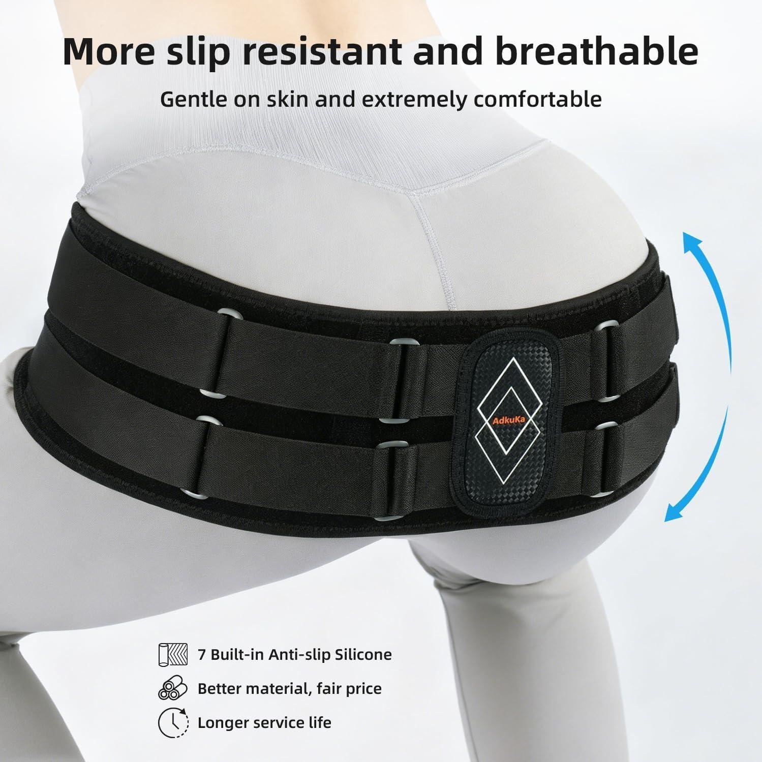 Sacroiliac SI Joint Hip Belt for Women Men 8X Compression (Max) M/L Black
