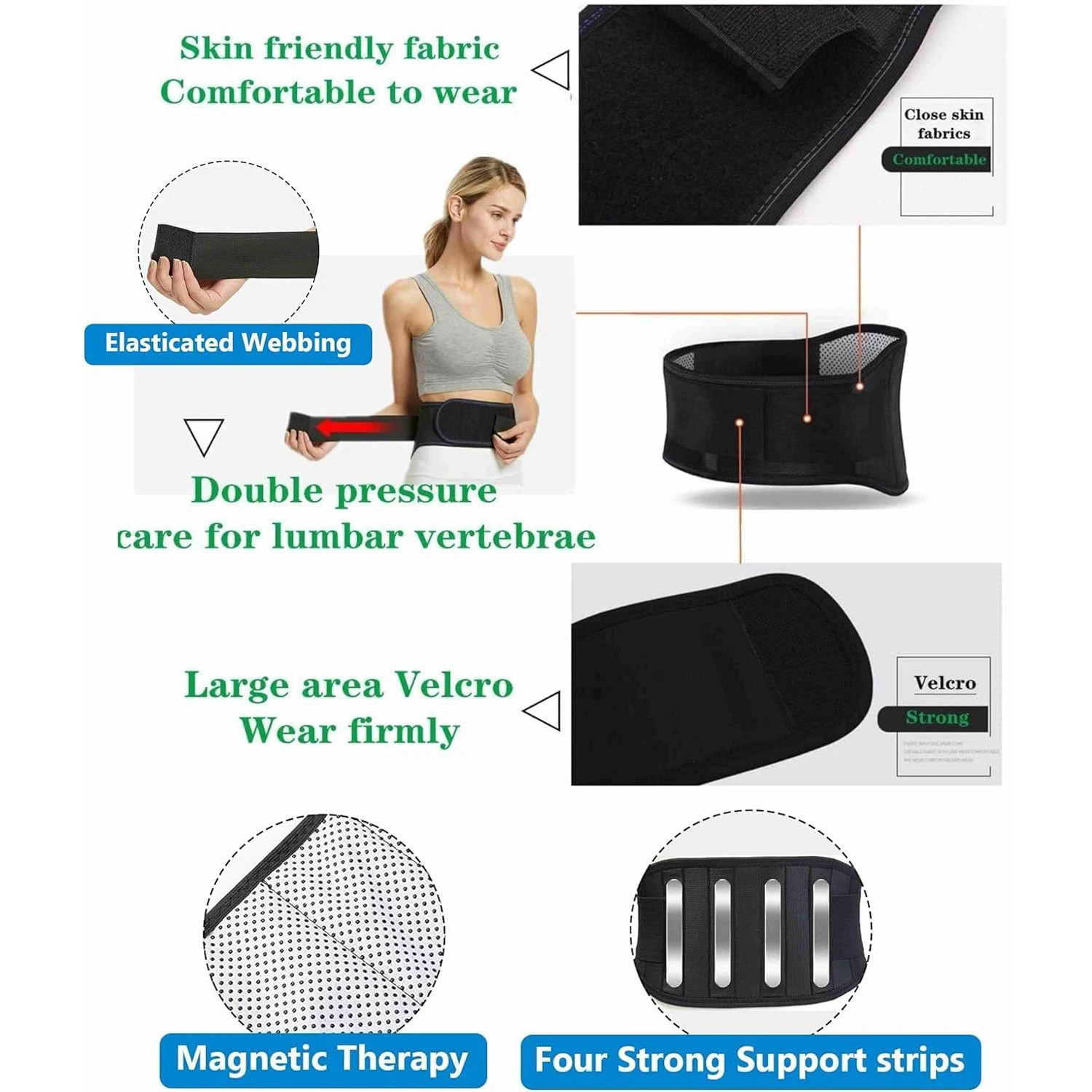 Adjustable Magnets Self-Heating Magnetic Therapy Back And Waist Support Belt