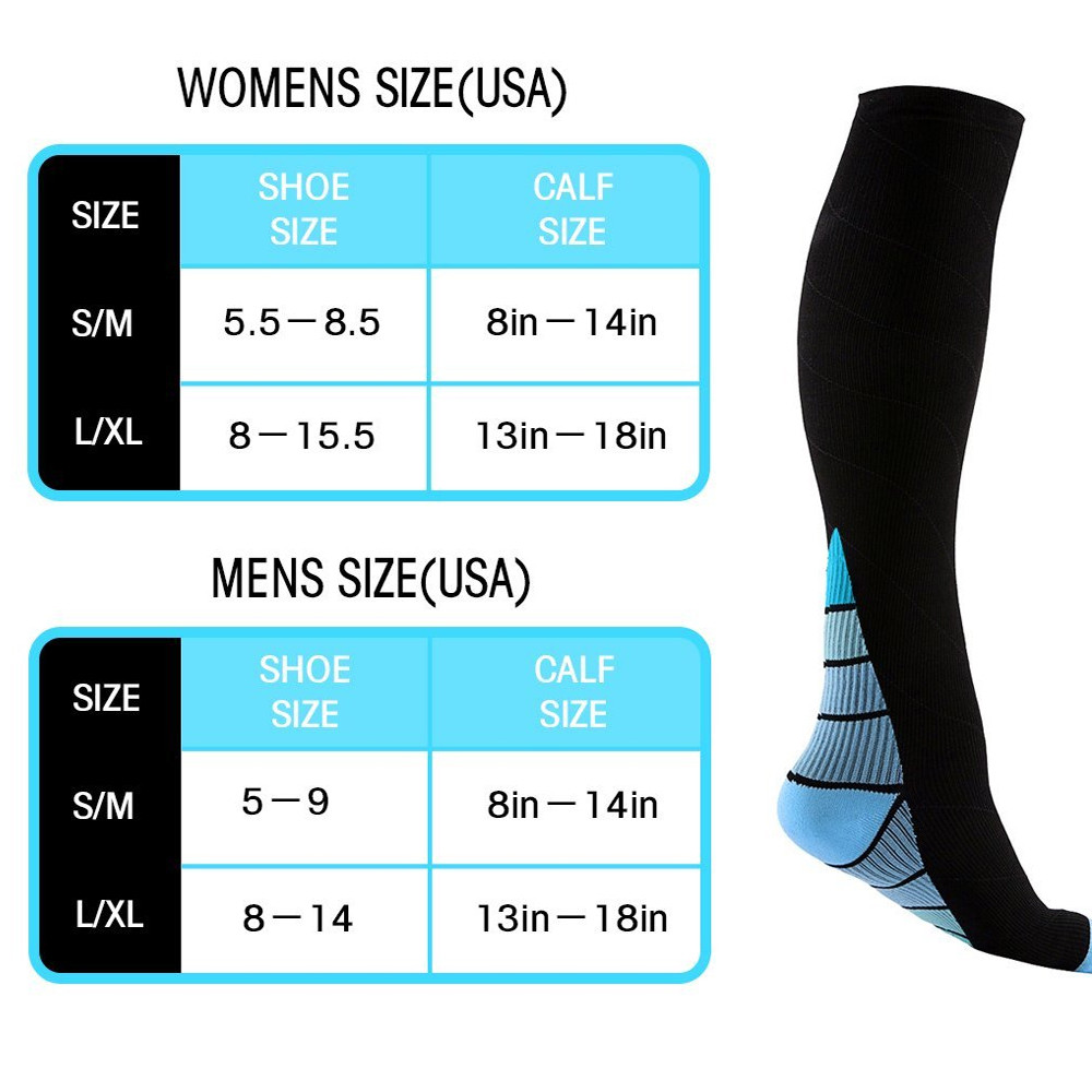 Copper Stretch Compression Socks 20-30mmHg Leg Support Sports Sleeve Men Women