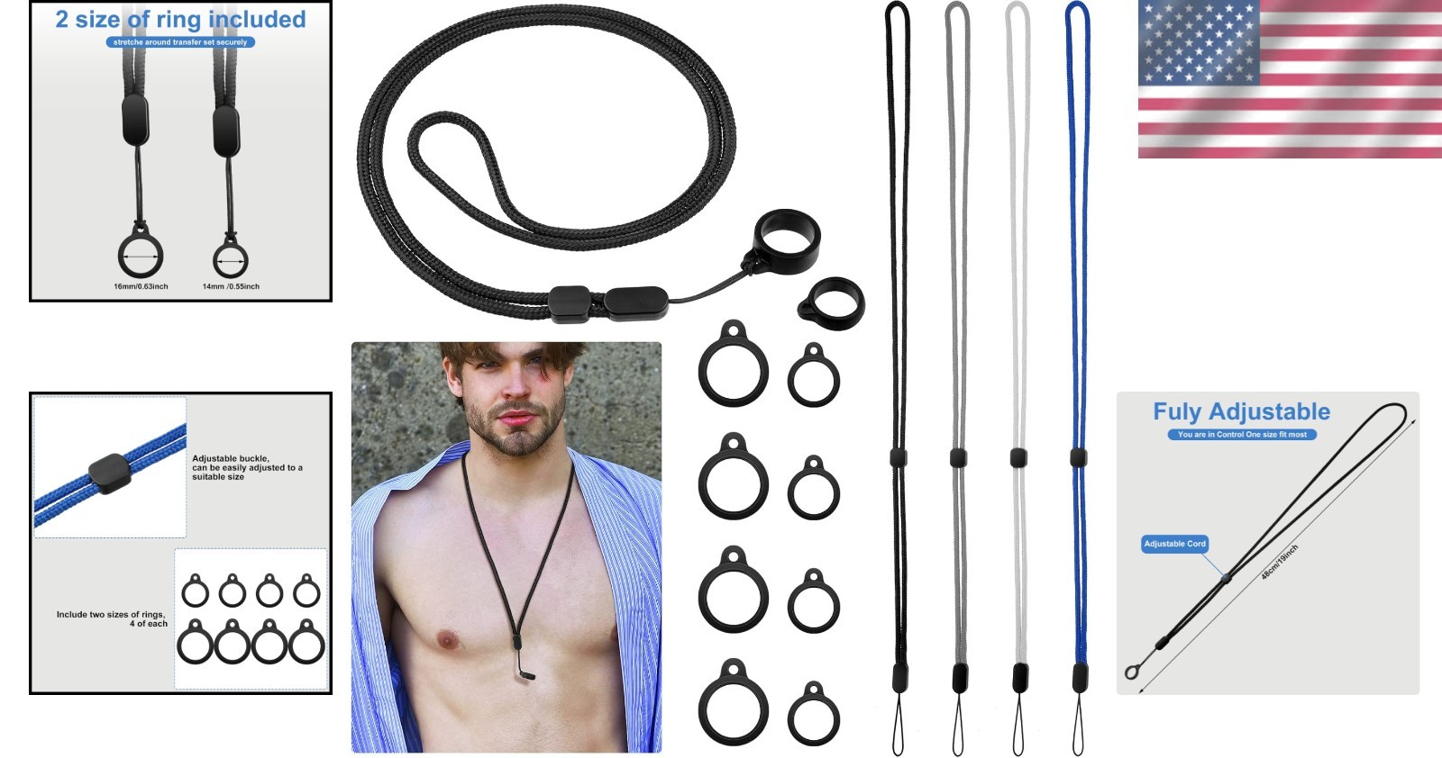 4 Colors Peritoneal Dialysis Accessories – Adjustable Lanyard and Silicone Rings