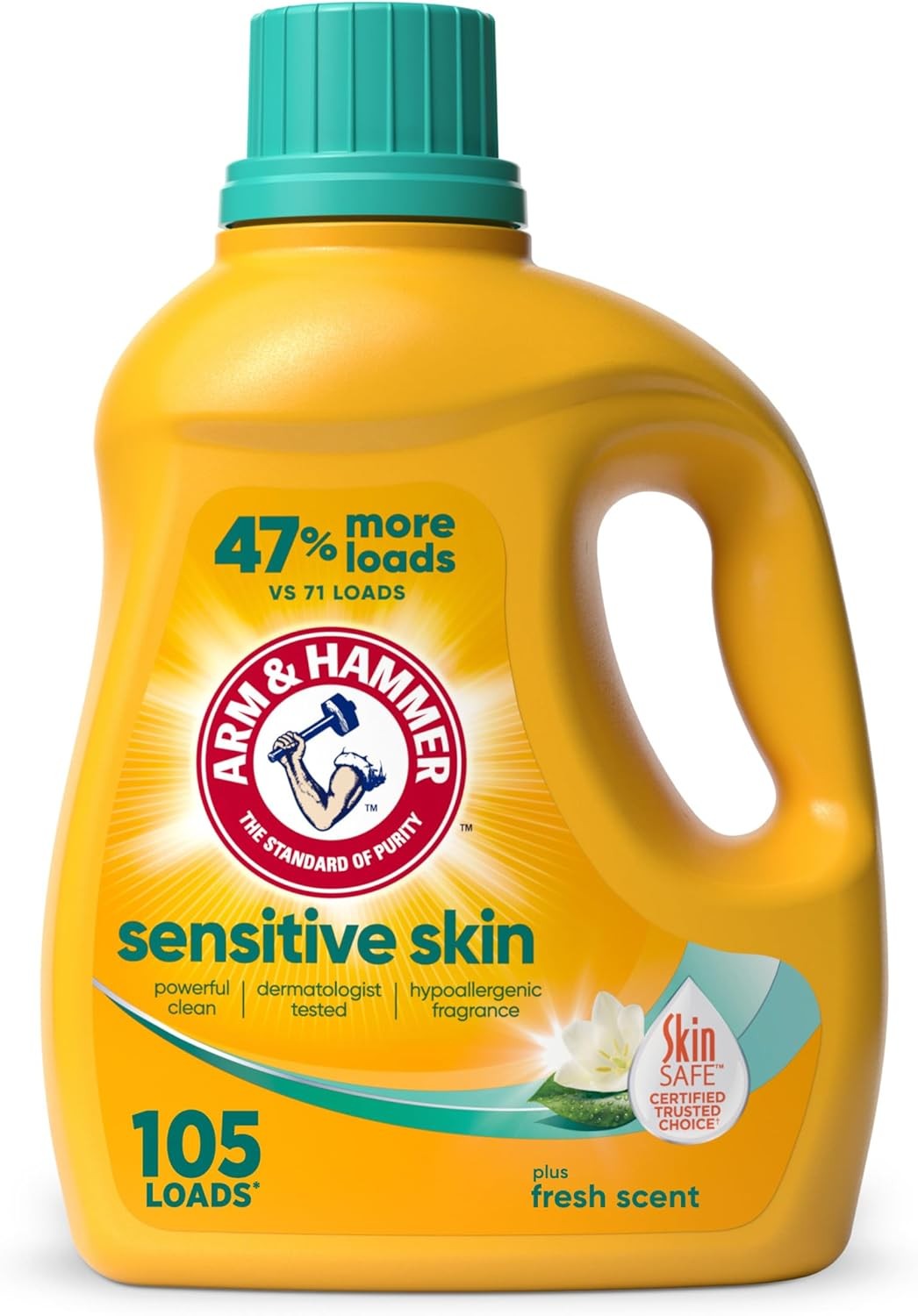 ARM & HAMMER Sensitive Skin Liquid Laundry Detergent, Fresh Scent, 105 fl oz, 10