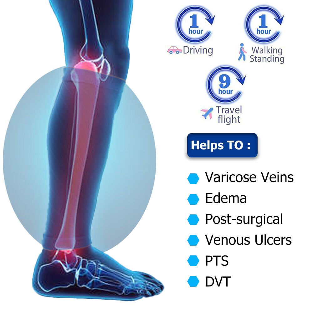 Calf Sleeve Leg Support Brace Compression Socks Stockings Varicose Shin Splint