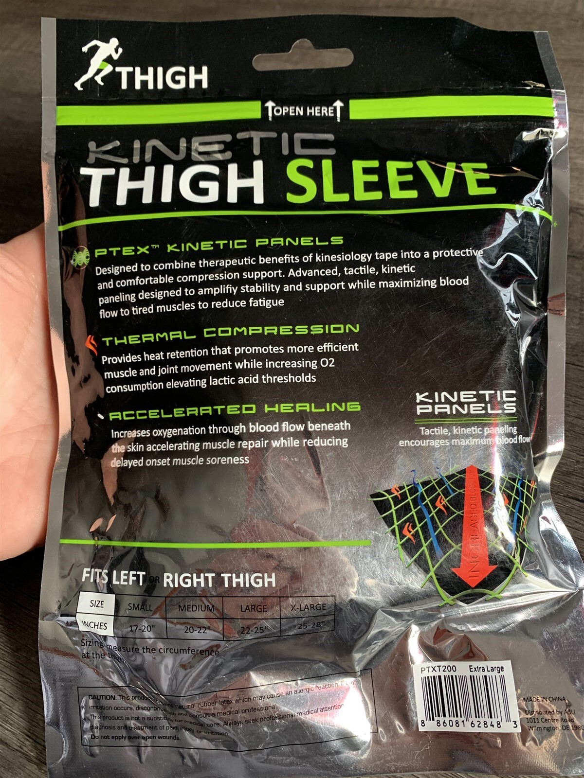 PTEX Kinetic Thigh Sleeve PTXT200 Thermal Compression X-Large Thigh 25-28″ New