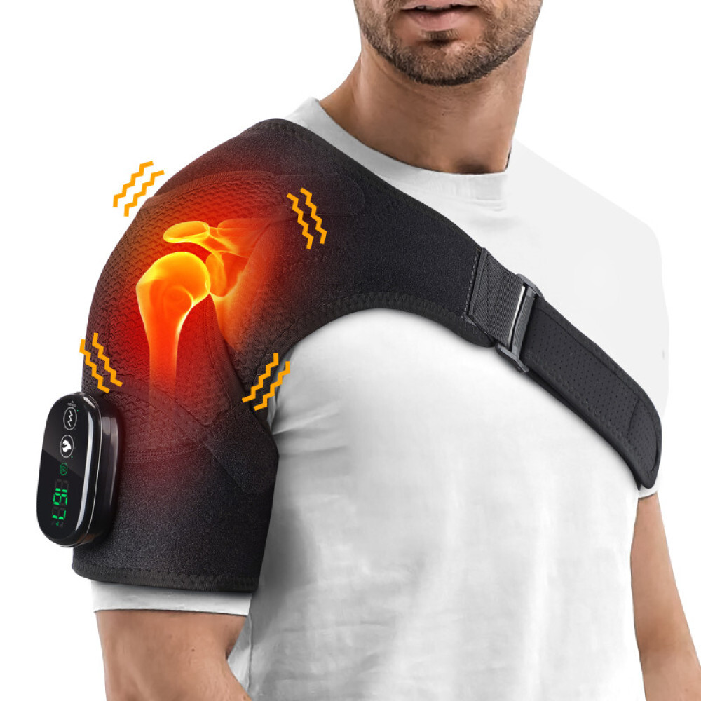3-speed Heating Vibration Massage Shoulder Pad With Digital Display Controller