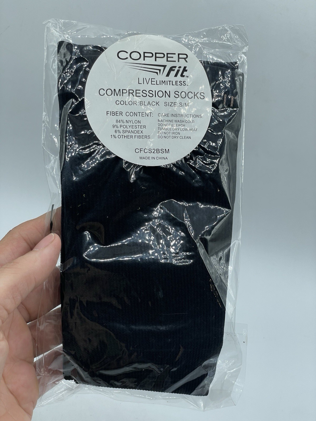 COPPER FIT Live Limitless Compression Unisex Calf Socks Black Size S/M