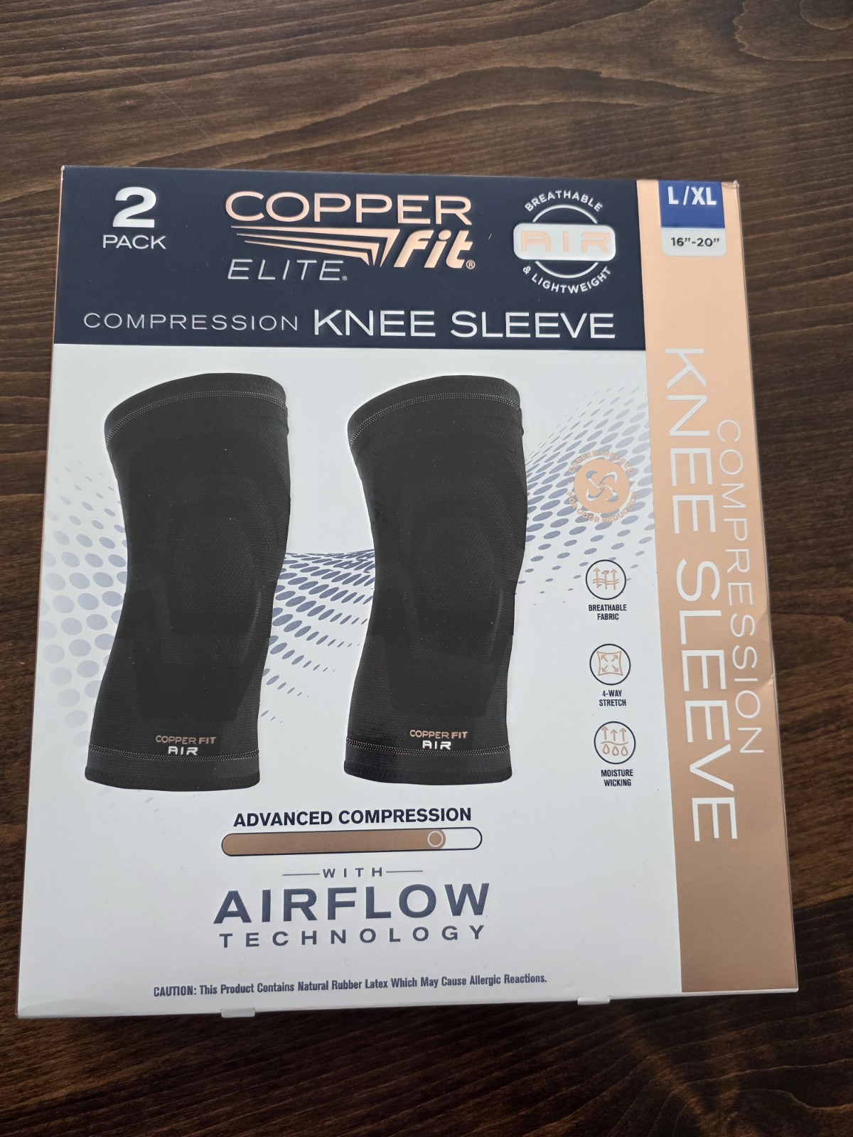 Copper Fit – Elite Knee Sleeve (L/XL) – 2 Pack Compression Support New NIB