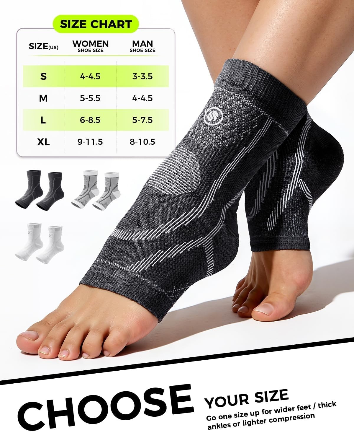 3 Pairs Ankle Brace for Women & Men,[Upgraded Ultra Breathable] Plantar Fasci…