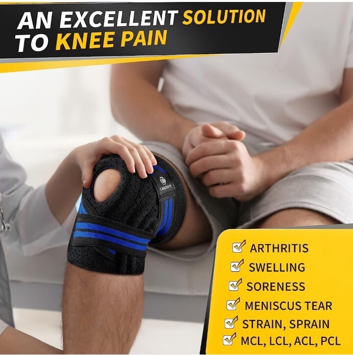 Anti-chafing Knee Brace for Knee Pain with Side Stabilizers for Women and men, A