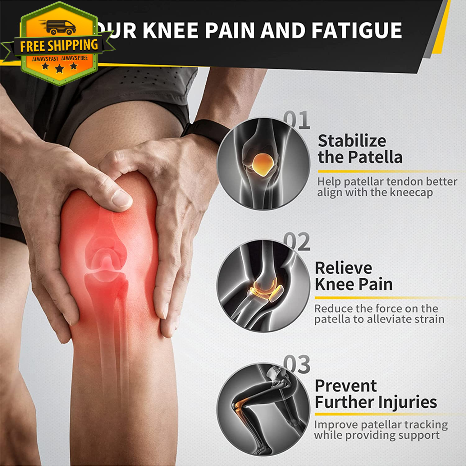 2 Pack Patella Tendon Knee Strap Brace Pain Relief Running Basketball Volleyball