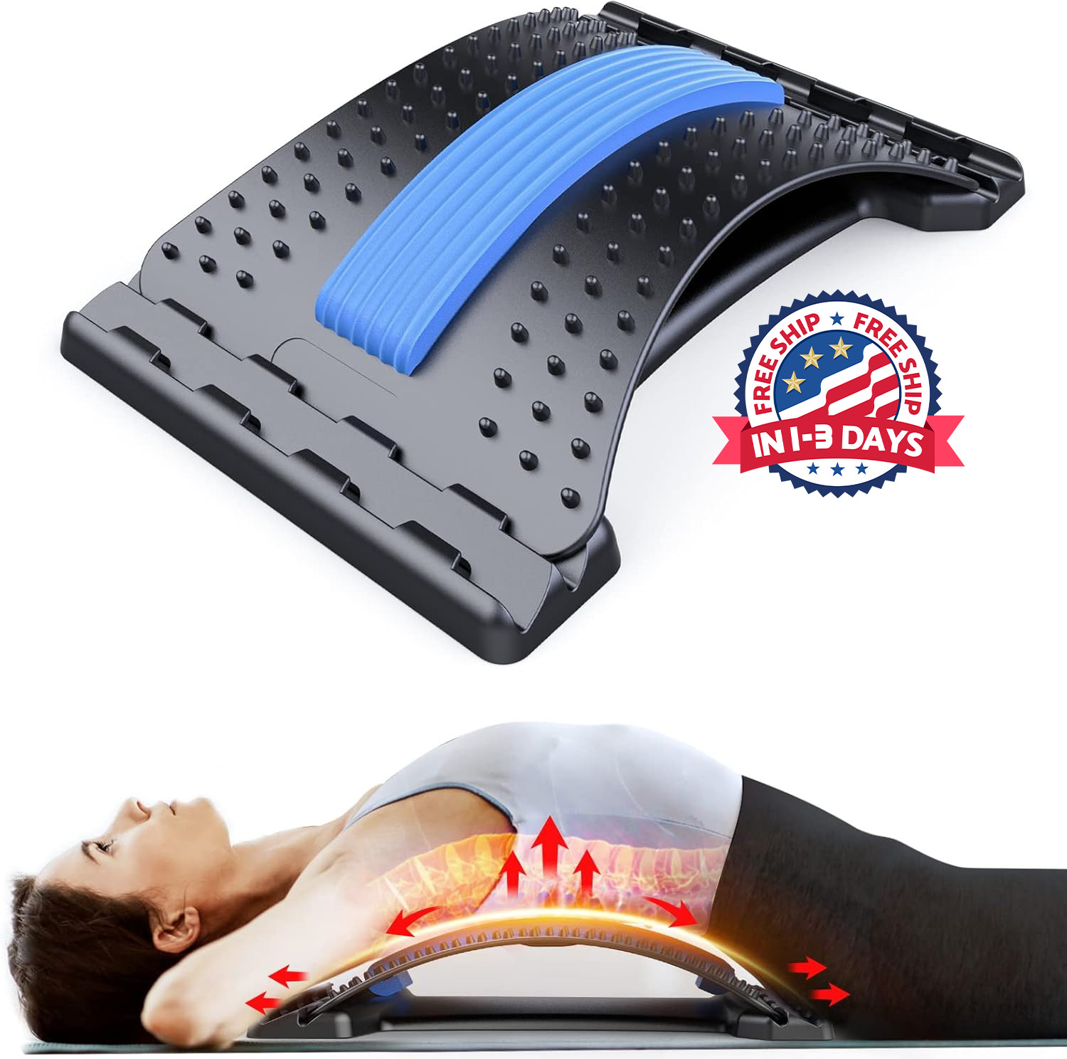 Estirador De Espalda Corrector De Espalda Para Alivio Del Dolor Lumbar 1Pc USA