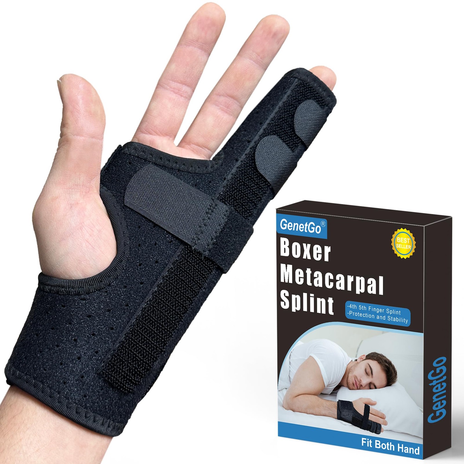 Metacarpal Finger Splint Hand Brace – Pinky Ring Finger Immobilizer For Boxer…