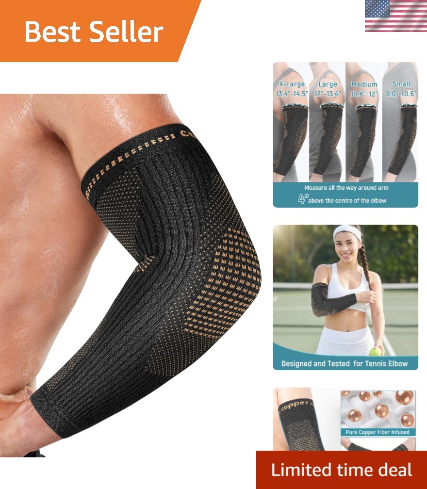 Breathable Elbow Compression Sleeve – Extends to Forearm, Pain Relief for Tennis