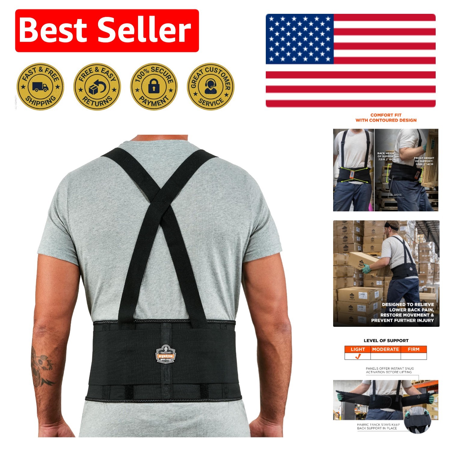 Comfort & Stability with ProFlex XL Elastic Back Support – Ideal for Work & Play