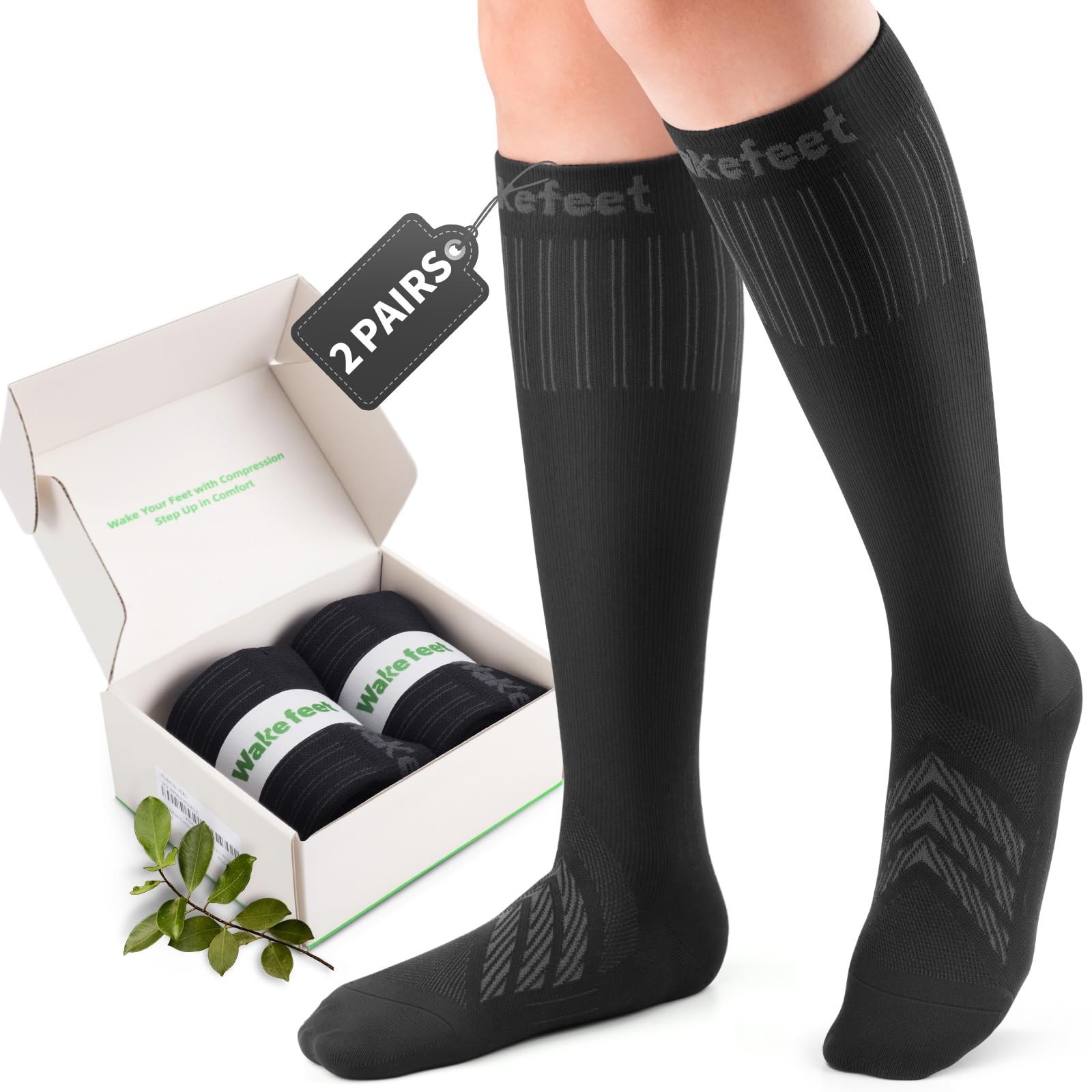 Compression Socks Women Men 15-20mmHg, 2 Pairs Knee High Graduated Socks for …