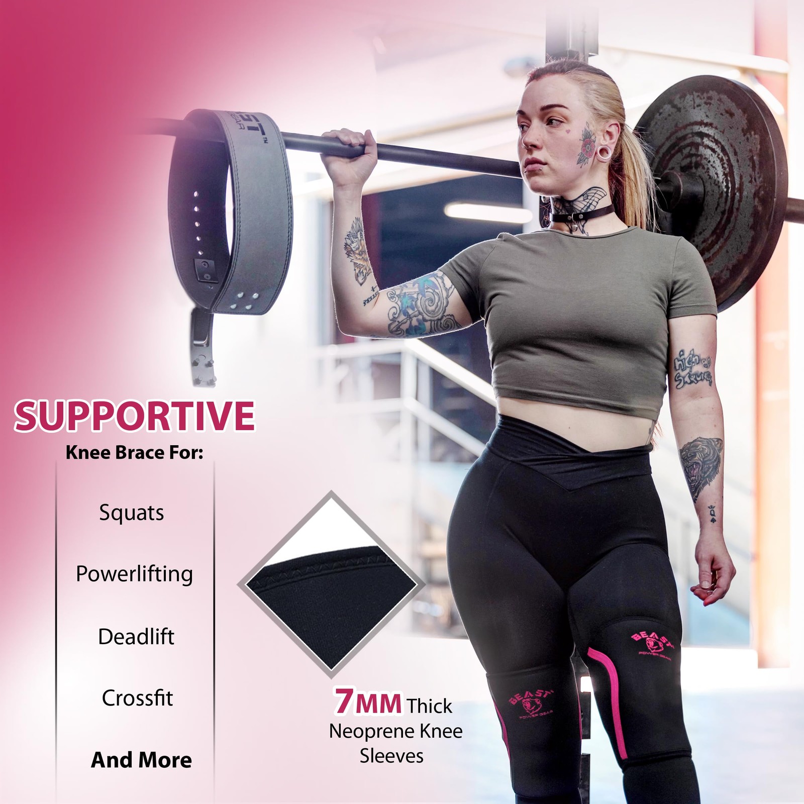 Neoprene Compression Knee Sleeves 7MM Support for Squats, Gym CrossFit Traini…