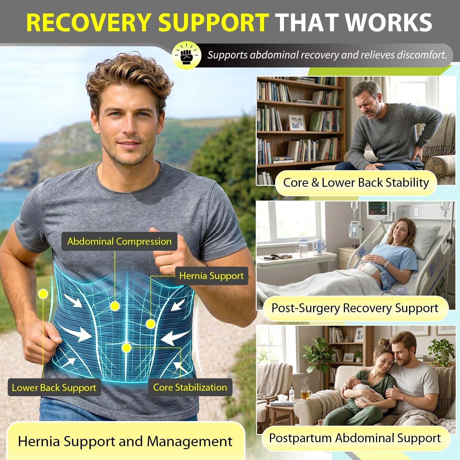 Doctor Recommended Adjustable Hernia Belt for Safe Post-Surgery Recovery – S-M