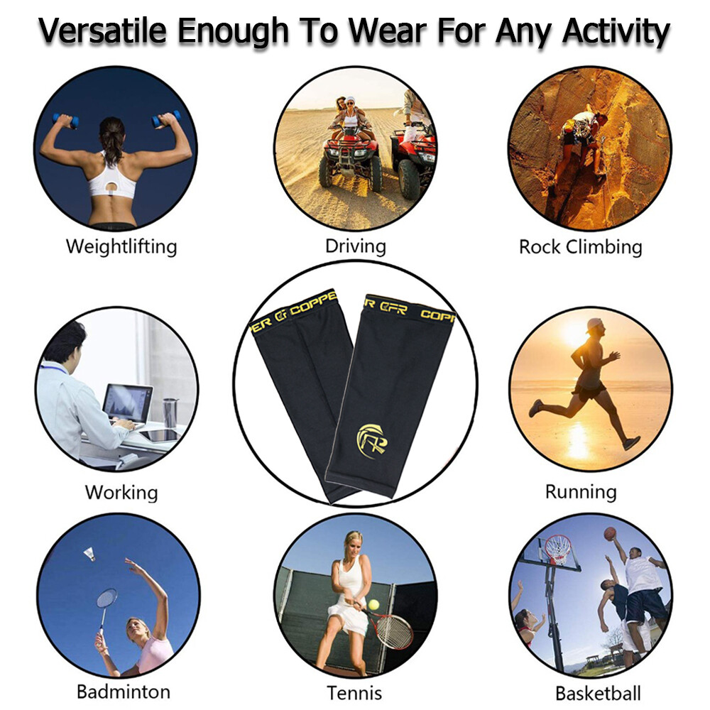 Copper Elbow Brace Support Compression Arm Sleeve Arthritis Joint Pain Fitness