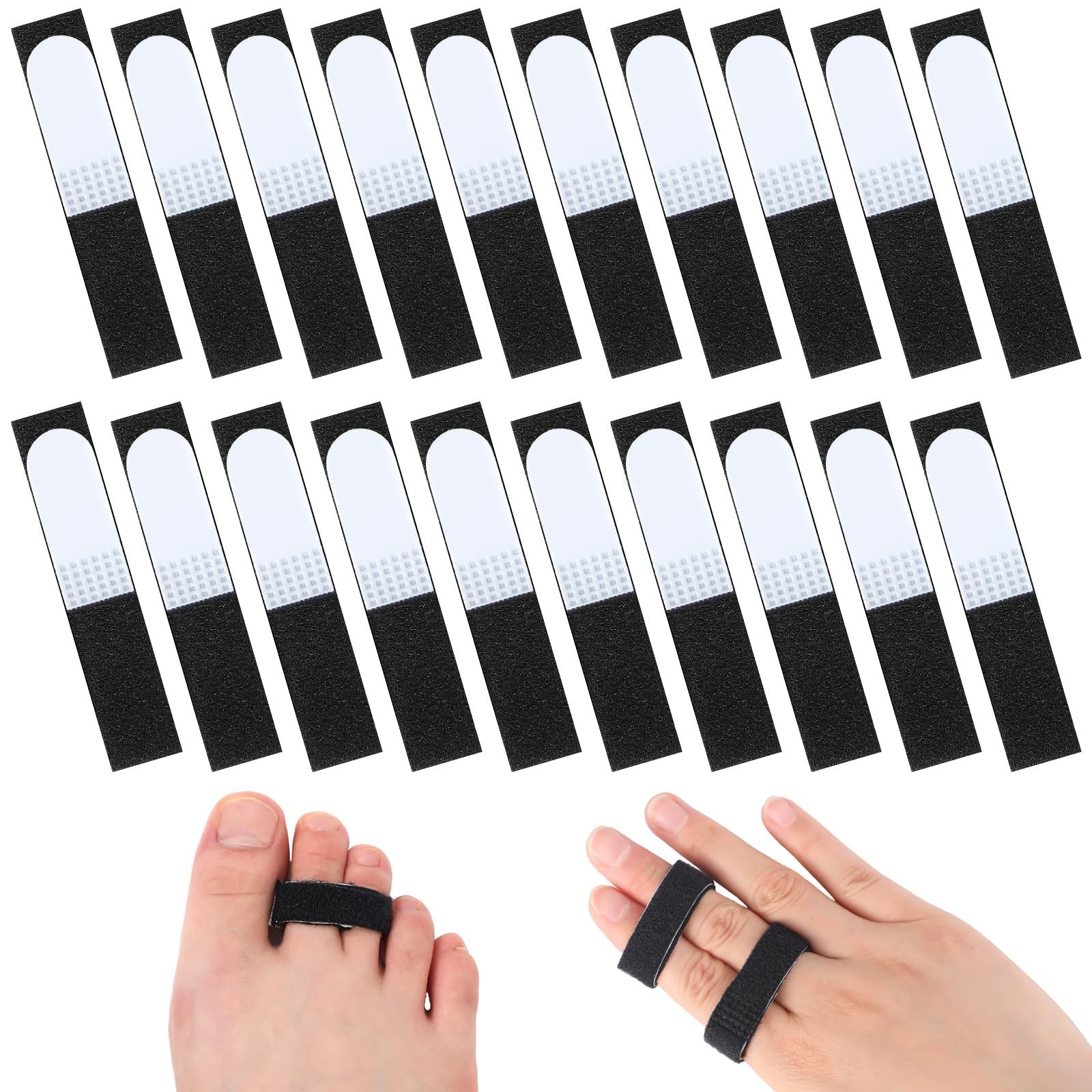 20 Pcs Adjustable Finger Buddy Tape Straps – Padded Wraps for Injured Fingers, W