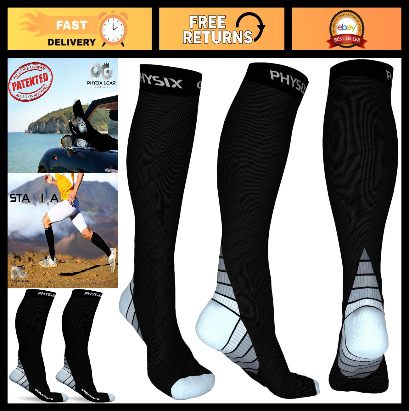 Compression Socks 20-30 mmHg for Men & Women – Running, Travel, Shin Splints, Nu